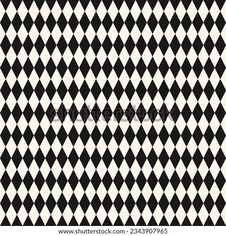 Vector tartan seamless pattern. Harlequin ornament in black and white color. Checkered texture. Traditional background pattern with small rhombuses, checks grid, diamonds. Repeat decorative design