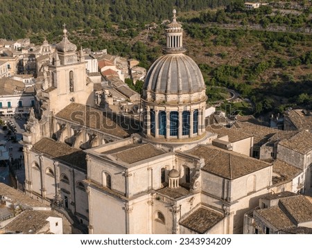 Ragusa, Sicily medieval city in the mountains, aerial view.
