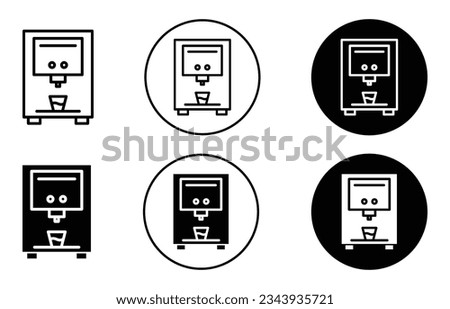 Water purifier icon set. office water purifier machine vector symbol.  mineral water machine filled and outlined sign. Royalty-Free Stock Photo #2343935721