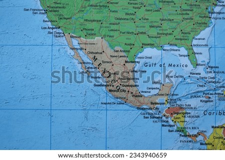 Close up of Mexico on world map