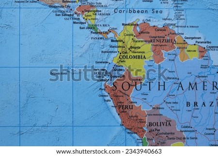 Close up of Ecuador on world map
