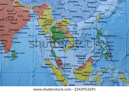 Close up of Cambodia on world map