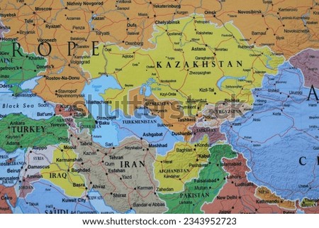 Close up of Uzbekistan on world map
