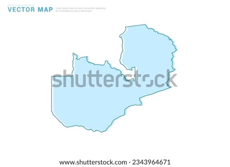 Zambia map blue silhouette isolated on white background, illustration template vector.