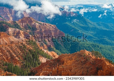 Afternoon Clouds Gathering Over Point Supreme and The Amphitheater From The Chessman Ridge Overlook, Cedar Breaks National Monument, Utah, USA Royalty-Free Stock Photo #2343989301