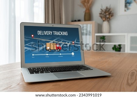 Delivery tracking system for e-commerce and modish online business to timely goods transportation and delivery Royalty-Free Stock Photo #2343991019