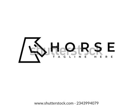 horse head line style logo design