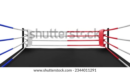 Red and white corner in boxing ring isolated on white background