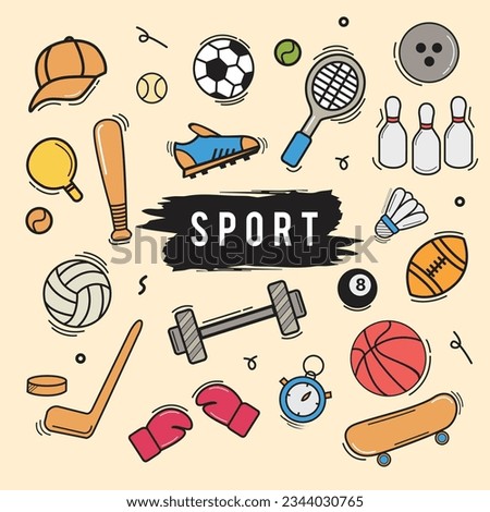 doodle sport collection stock vector