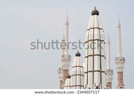The minaret of the Great Mosque of Central Java. Mosque with an Islamic background. Mosque design in the Islamic religious architectural tradition. Creative abstract photography