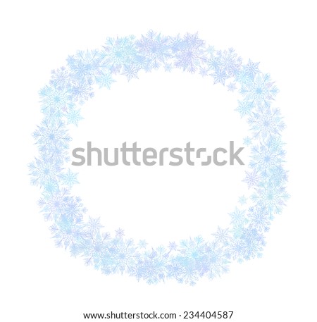 Frame of snowflakes isolated on white background