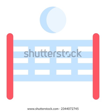 Volleyball with net in flat icon. Sport, competition, summer, summertime