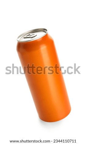 Orange can of fresh soda isolated on white background Royalty-Free Stock Photo #2344110711