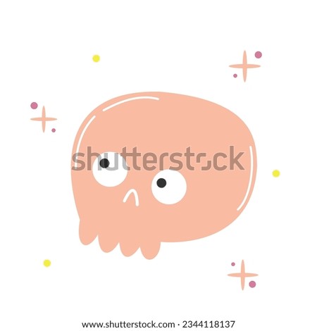 Happy Halloween. Vector cute illustration of scull in trendy colors for postcard, flyer, banner