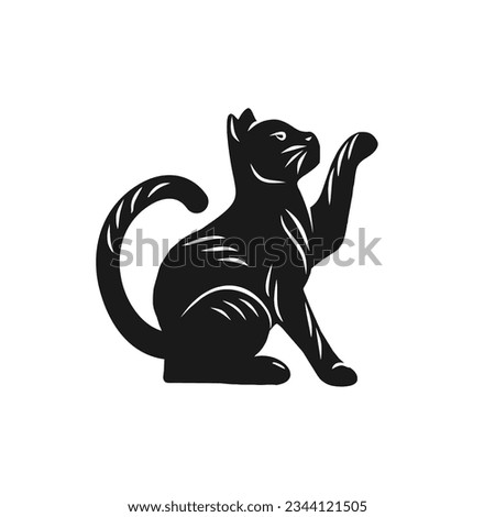 sitting black cat vector illustration