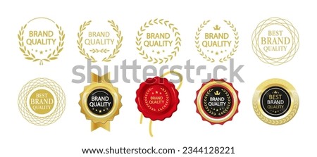 Rewards for business success achievements stamps vector design set. Winner prizes. Isolated outline illustration. Guarantee badge. Approved seal with text. Decorative sticker on white background