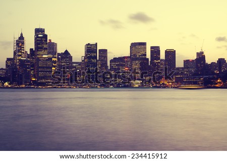 Sydney city skyline in the evening