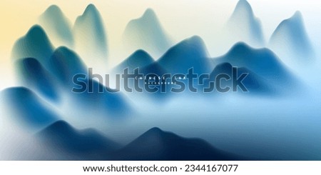 Modern design vector illustration of beautiful Chinese ink landscape painting.