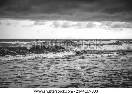 Waves of the ocean in monochrome