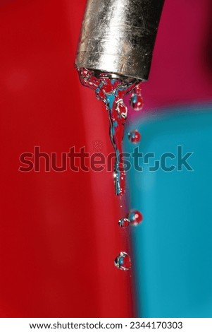 Tap water drops in close up macro