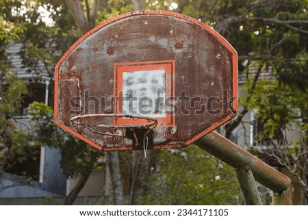 Basketball Hoop in a Residence Complex with Nature Background, at Taman Dayu Pandaan, Pasuruan, East Java, Indonesia.