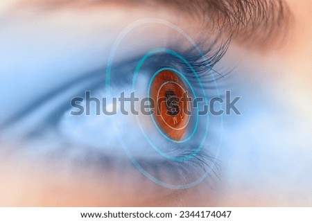 Close up of an eye and vision test Royalty-Free Stock Photo #2344174047