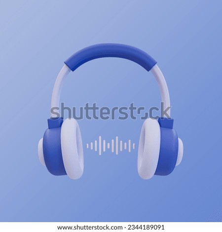 3d minimal music listening concept. wireless headphones with sound wave. 3d illustration. clipping path included.