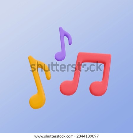 3d minimal music notes. melody icon. 3d illustration. clipping path included.
