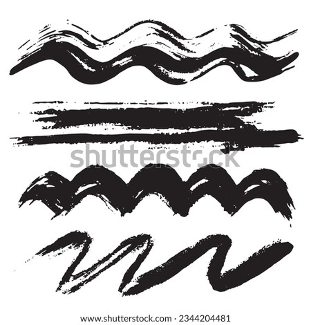 Abstract black brush stroke ,gruge brushstroke freehand ink decor.Black and white engraved ink art. Isolated ink brush stripe illustration element