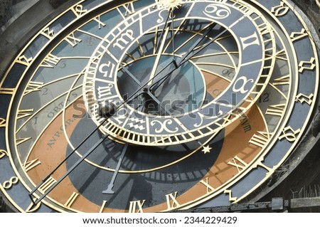 The Prague astronomical clock or Prague Orloj. Royalty-Free Stock Photo #2344229429