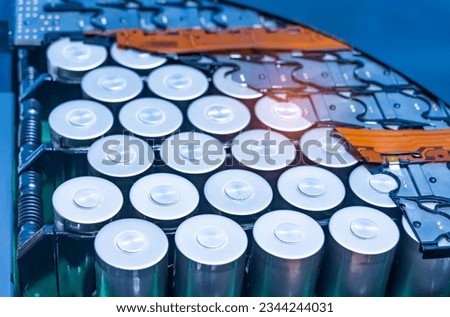 lithium battery pack module with bms available for electric car or storage power station Royalty-Free Stock Photo #2344244031