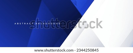 Dark blue and white abstract modern wide banner with geometric shapes. Vector illustration abstract background.