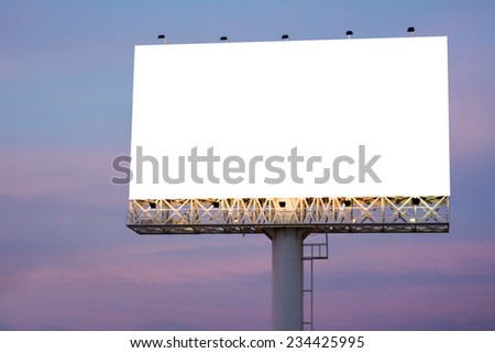 Blank billboard for advertising at twilight 
