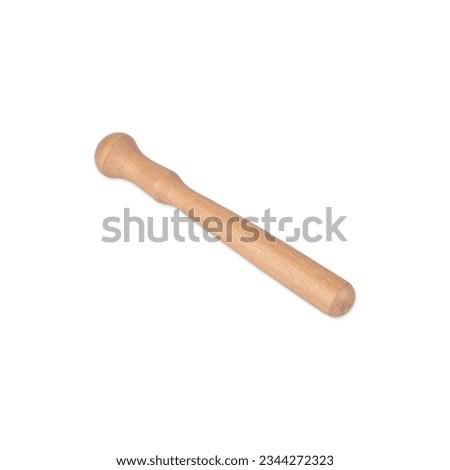 Wooden pestle isolated over white background. Royalty-Free Stock Photo #2344272323