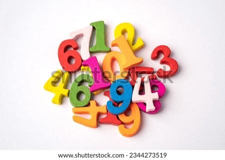 Math number colorful on white background, education study mathematics learning teach concept. Royalty-Free Stock Photo #2344273519