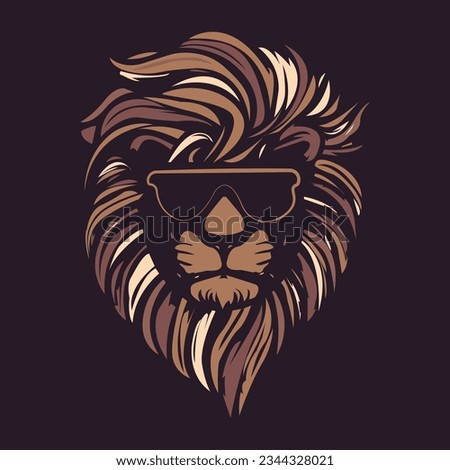 Lion vector illustration. Lion with glasses.