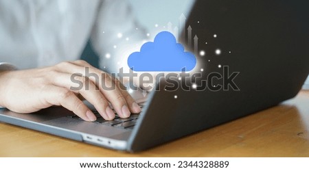 close up network programmer man connect to cloud server to synchronize data for backup on storage site operation room with virtual system for technology concept
