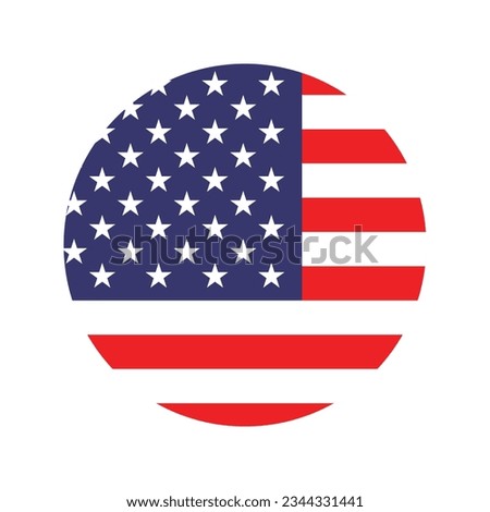The American flag. Flag icon. Standard color. Circle icon flag. 3d illustration. Computer illustration. Digital illustration. Vector illustration.