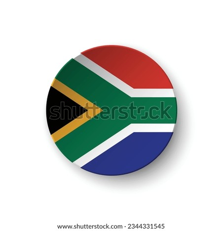 The flag of South Africa. Button flag icon. Standard color. Circle icon flag. 3d illustration. Computer illustration. Digital illustration. Vector illustration.