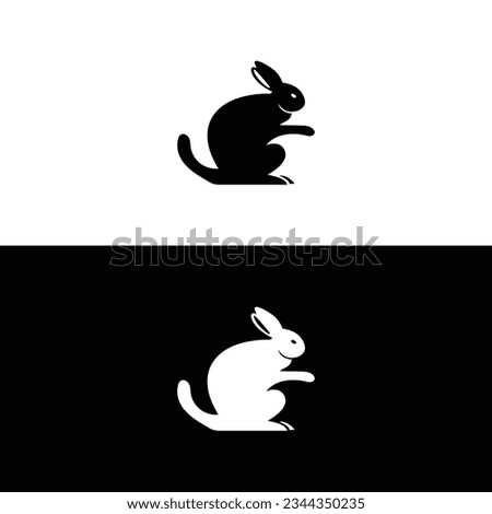 Black side silhouette of a rabbit isolated on white background. Vector illustration.Vector image of an rabbit,Rabbit logo isolated on white background,Rabbit vector template.