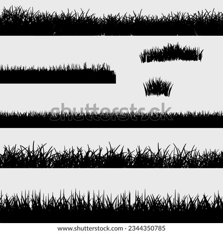 Set of grass banner silhouettes on a white background, vector illustration