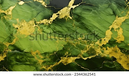 Gold and green marbling texture design. Golden marble pattern.