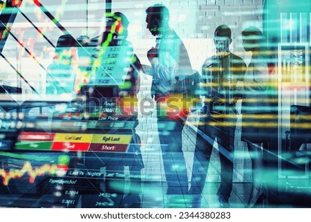 Silhouette of business people trading in office