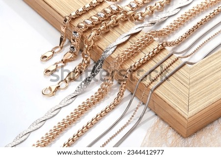 Elegant jewelry set. Jewellery set with gemstones. Jewelry accessories collage. Product still life concept. Ring, necklace and earrings. Royalty-Free Stock Photo #2344412977