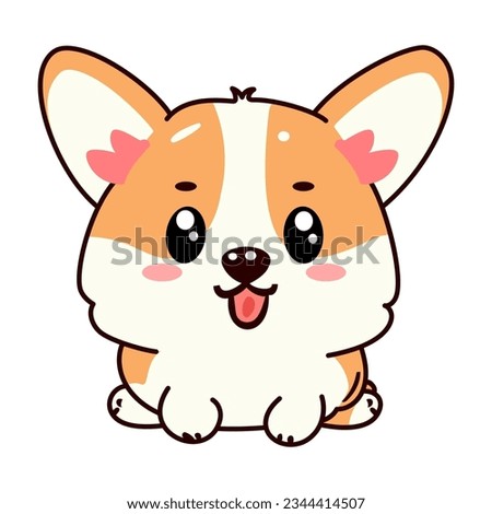 cute corgi dog kawaii pink vector illustration Royalty-Free Stock Photo #2344414507
