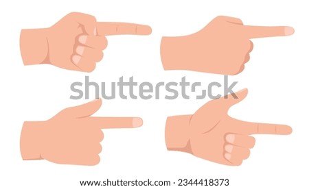 Pointing hands vector collection - Set of illustration with hand pointing with finger. Flat design with white background Royalty-Free Stock Photo #2344418373