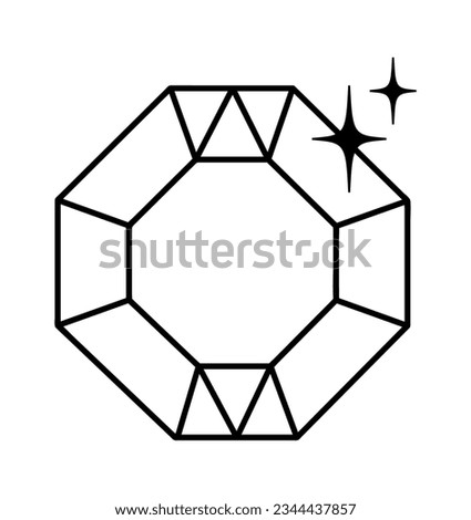 Diamond Gem Lined Vector Illustration