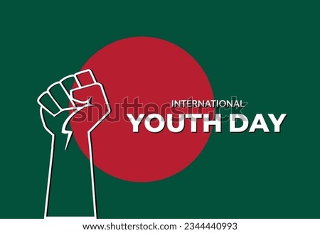 Bangladesh Flag International Youth Day Celebration. Vector illustration, greeting card, banner, or poster for social media and website blogs. Youth male hand concept for national patriots or lovers.