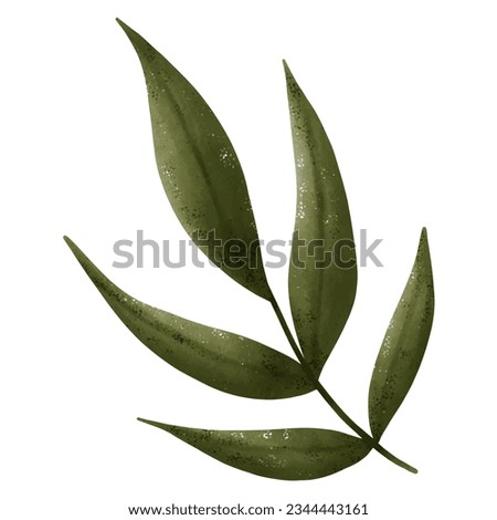 Set of green leaf drawings. Watercolor style. Royalty-Free Stock Photo #2344443161