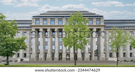 EASA Headquarters building in the former Reichsbahndirektion on the banks of the rhine in cologne Royalty-Free Stock Photo #2344474629